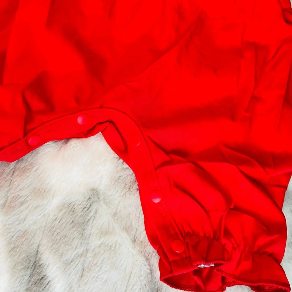 SHEIN Vibrant Red Ruffled Diaper Cover
